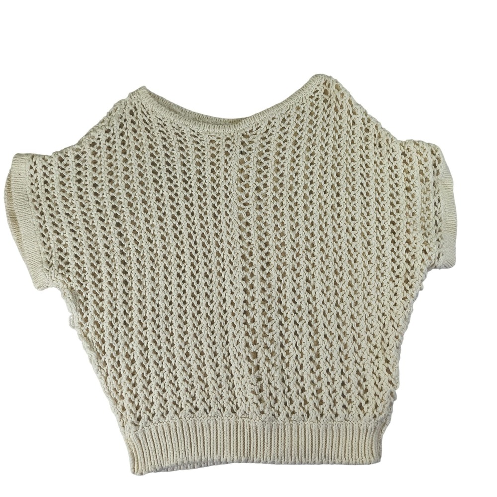 We The Free Free People Cream Open Knit Cropped Batwing Sweater Women XS Boho